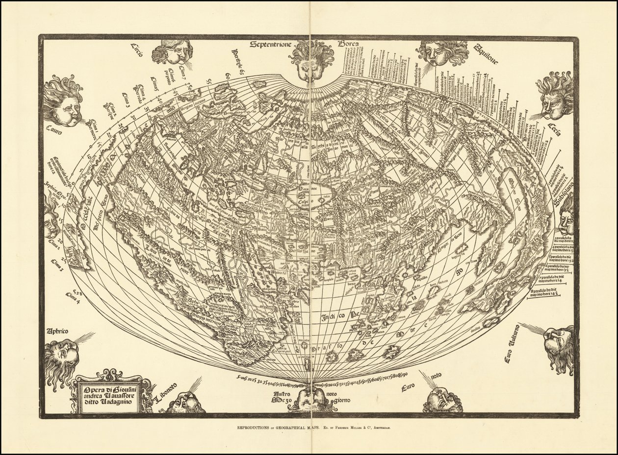 Mapa světa z roku 1540, Giovanni Andrea Vavassore od Giovanni Andrea Vavassori