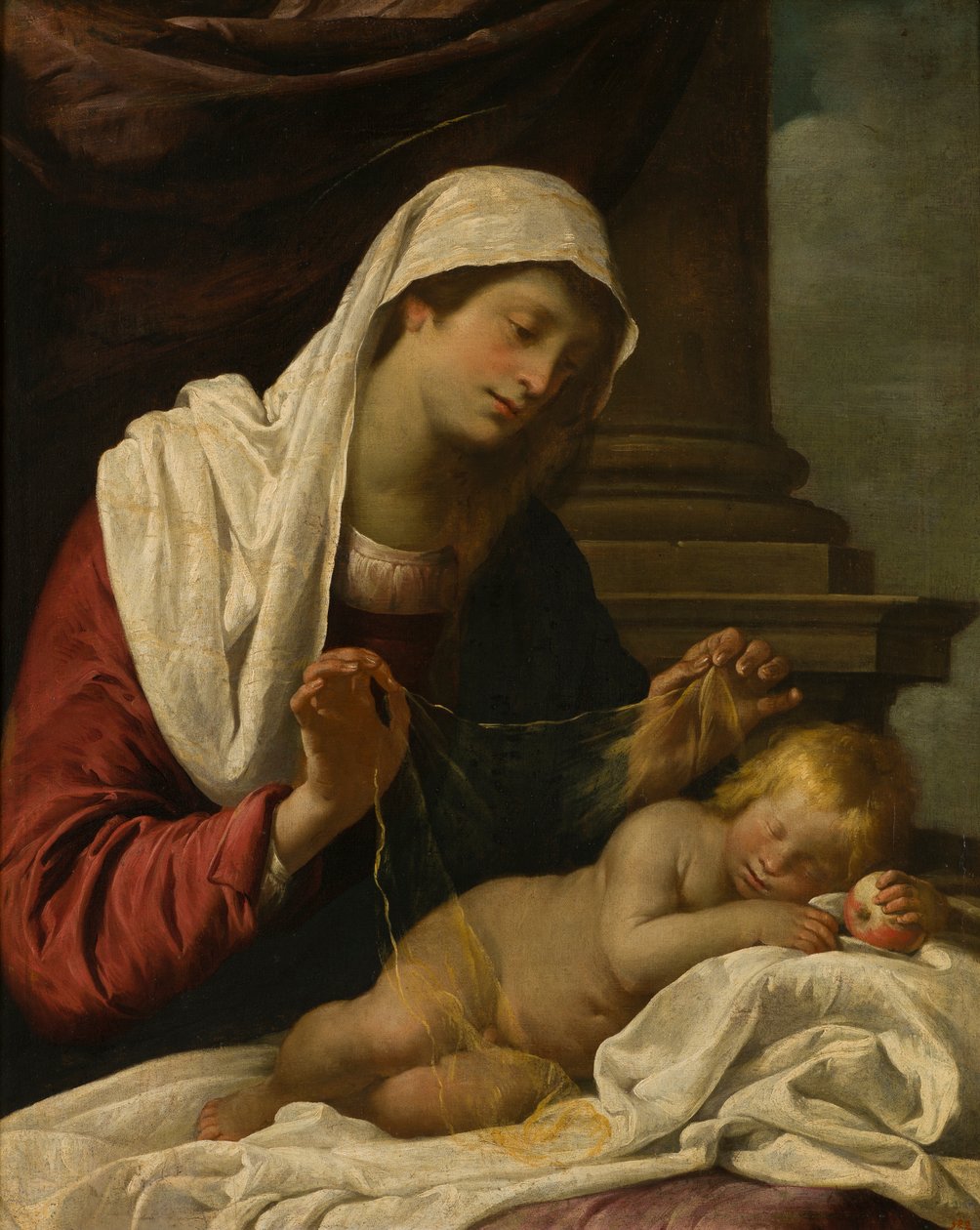 Madona se spícím dítětem, kolem 1618-69 (olej na plátně) od Giovanni Andrea di (attr. to) Ferrari