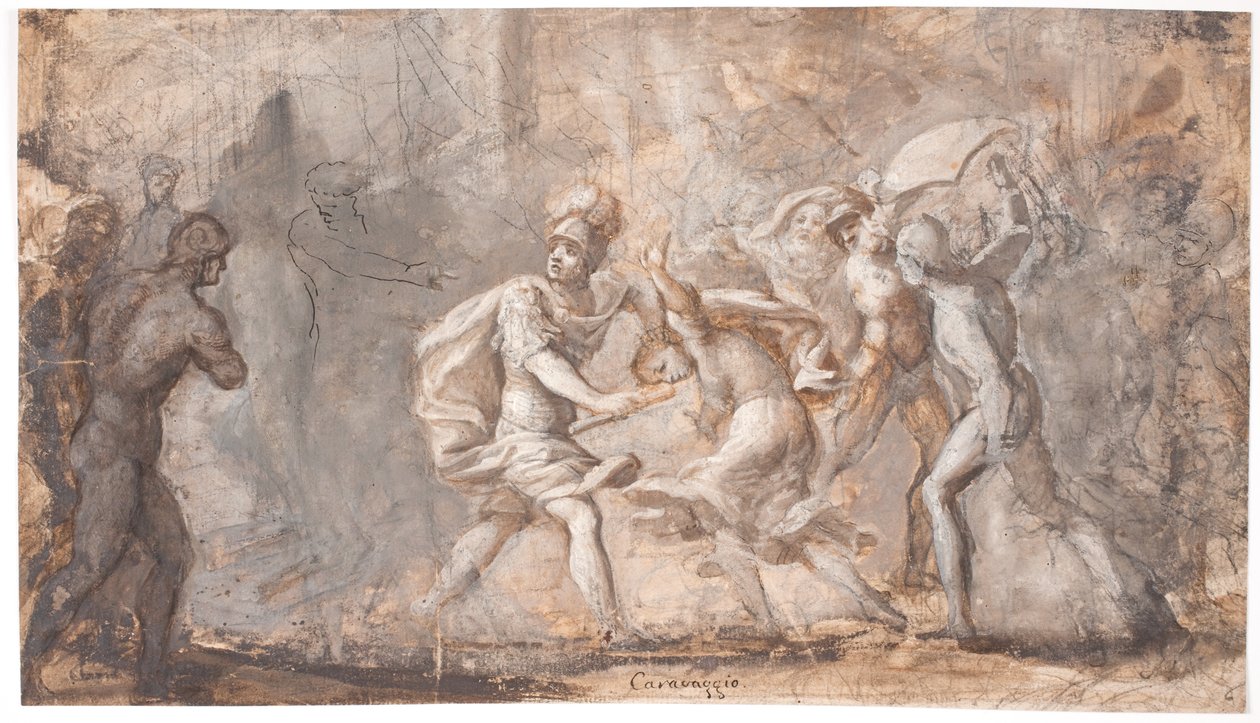 Tarpeia je rozdrcena pod štíty Sabinů od Giovanni Angelo Canini