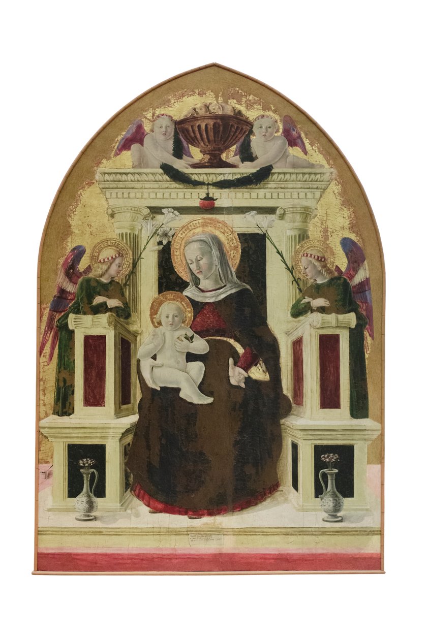 Madona s dítětem na trůně s anděly, asi 1455-60 (cuspidátová deska) od Giovanni Angelo d