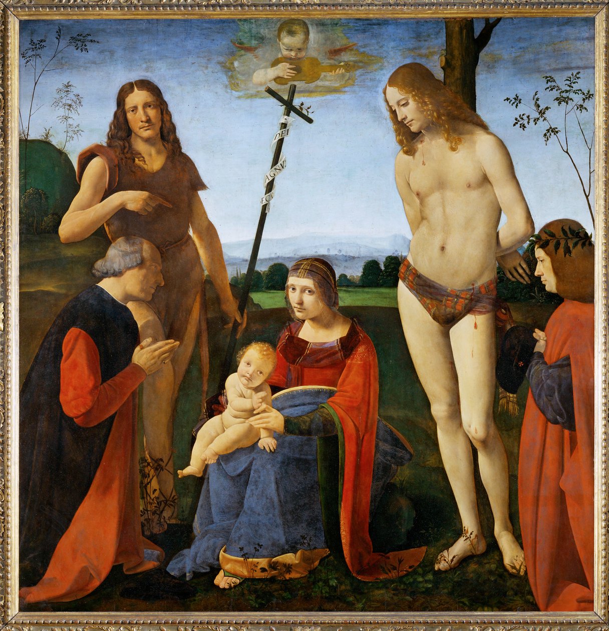 Madona se svatými Janem Křtitelem a Sebastiánem a dvěma dárci - Madonna a l