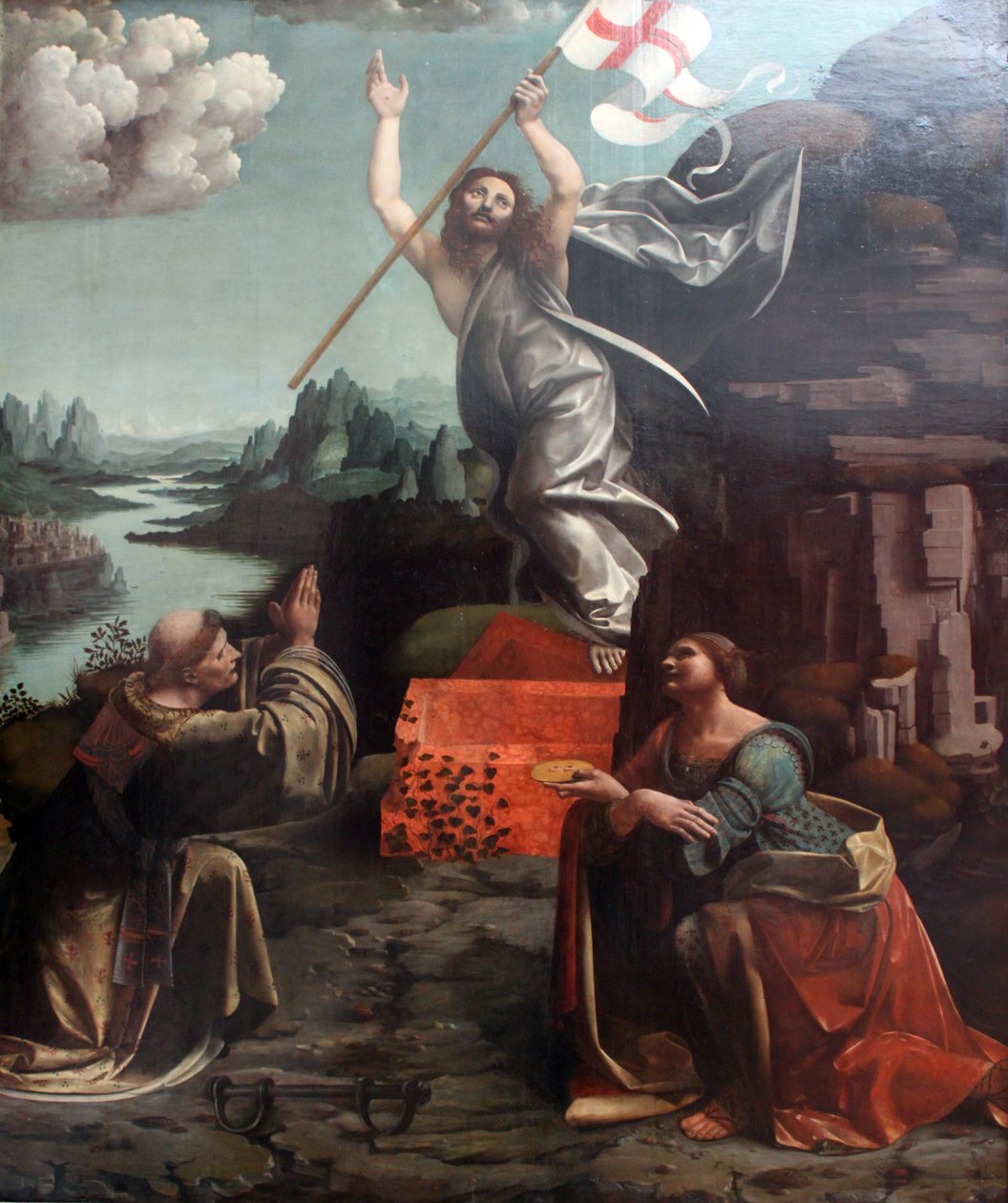 Vzkříšení Krista se svatým Leonardem z Noblacu a Lucie od Giovanni Antonio Boltraffio