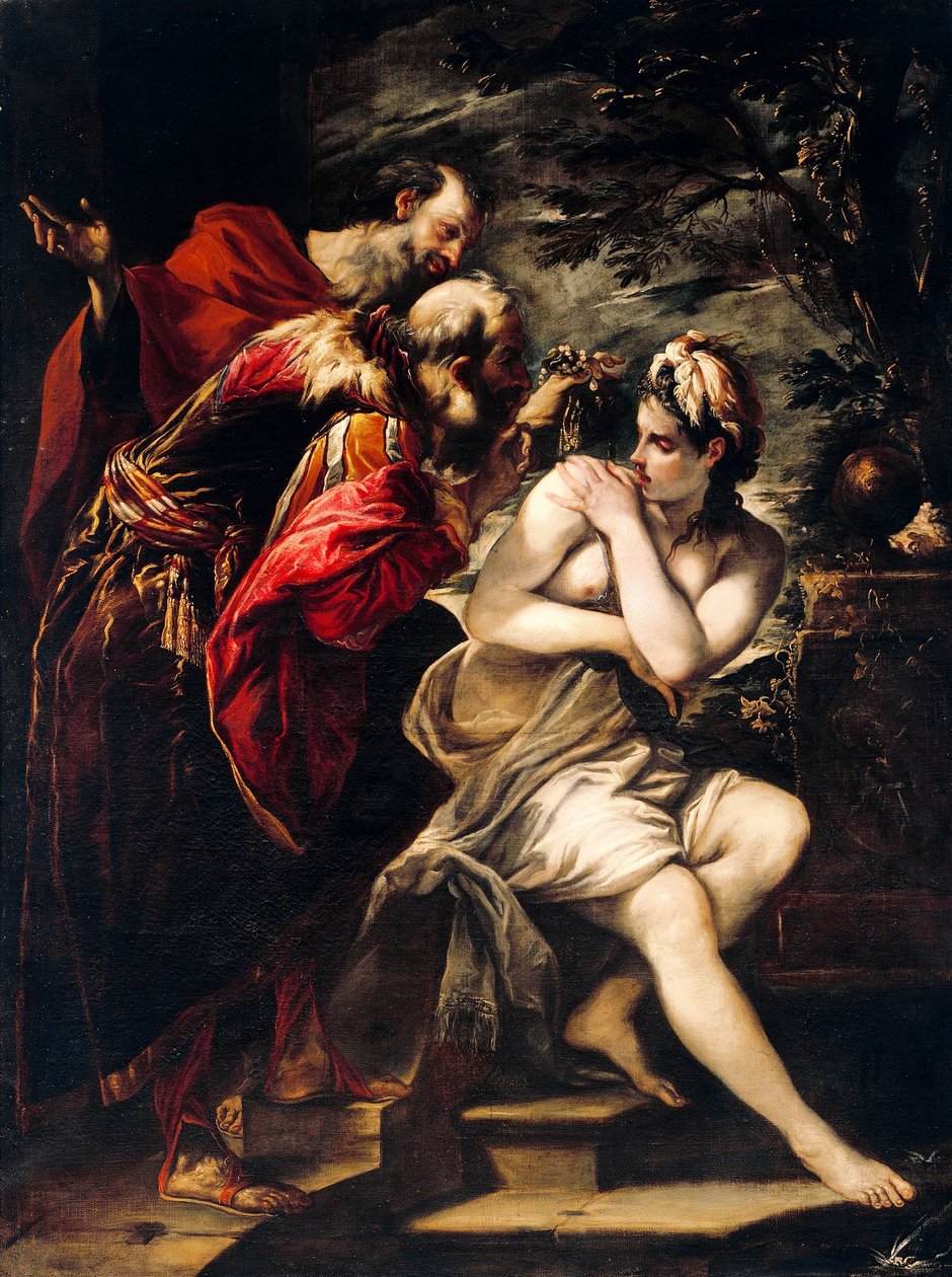 Susanna a starší od Giovanni Antonia Burriniho (1656-1727), olej na plátně od Giovanni Antonio Burrini or Burino