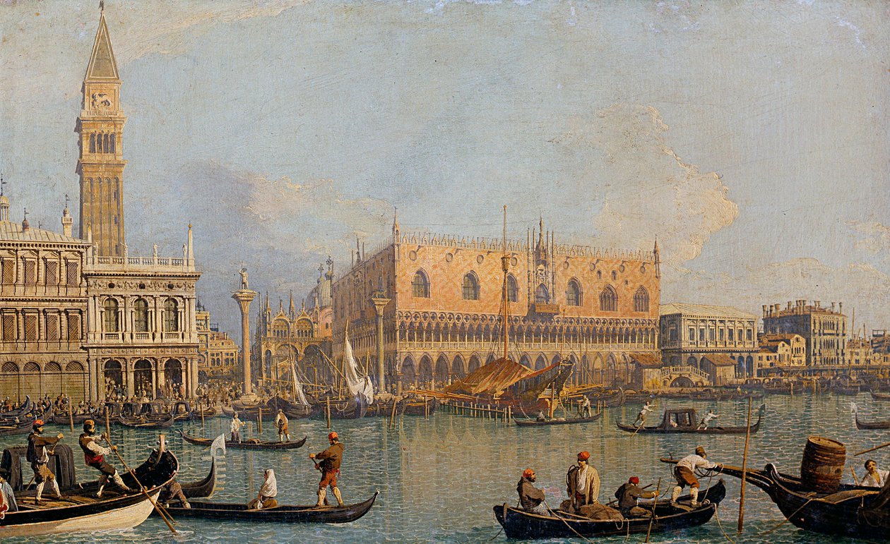 Pohled na Dóžecí palác v Benátkách před rokem 1755 od Giovanni Antonio Canal