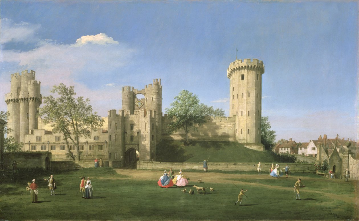 Hrad Warwick, východní fronta od nádvoří, 1752 od Giovanni Antonio Canal
