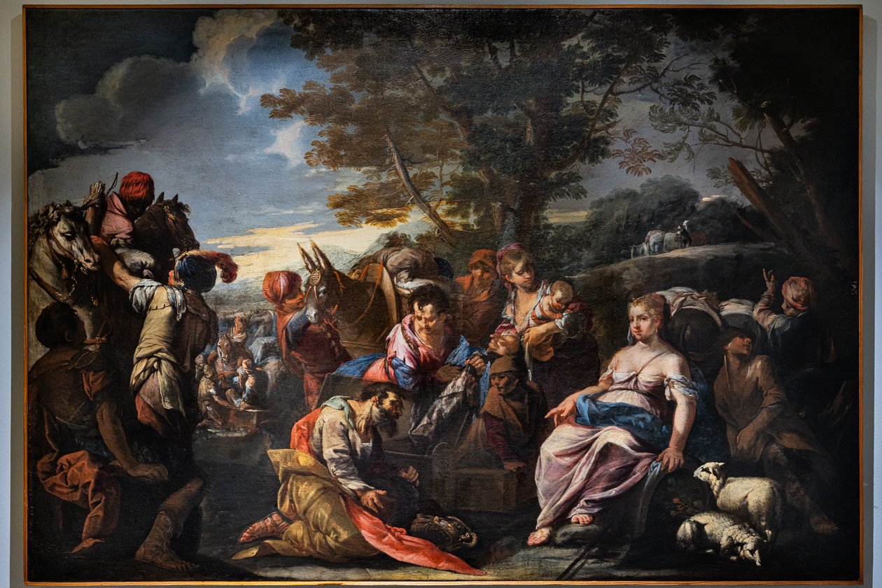 Laban hledá modly ukryté Rachel, začátek XVIII století (olej na plátně) od Giovanni Antonio De (1671–1751) Pieri