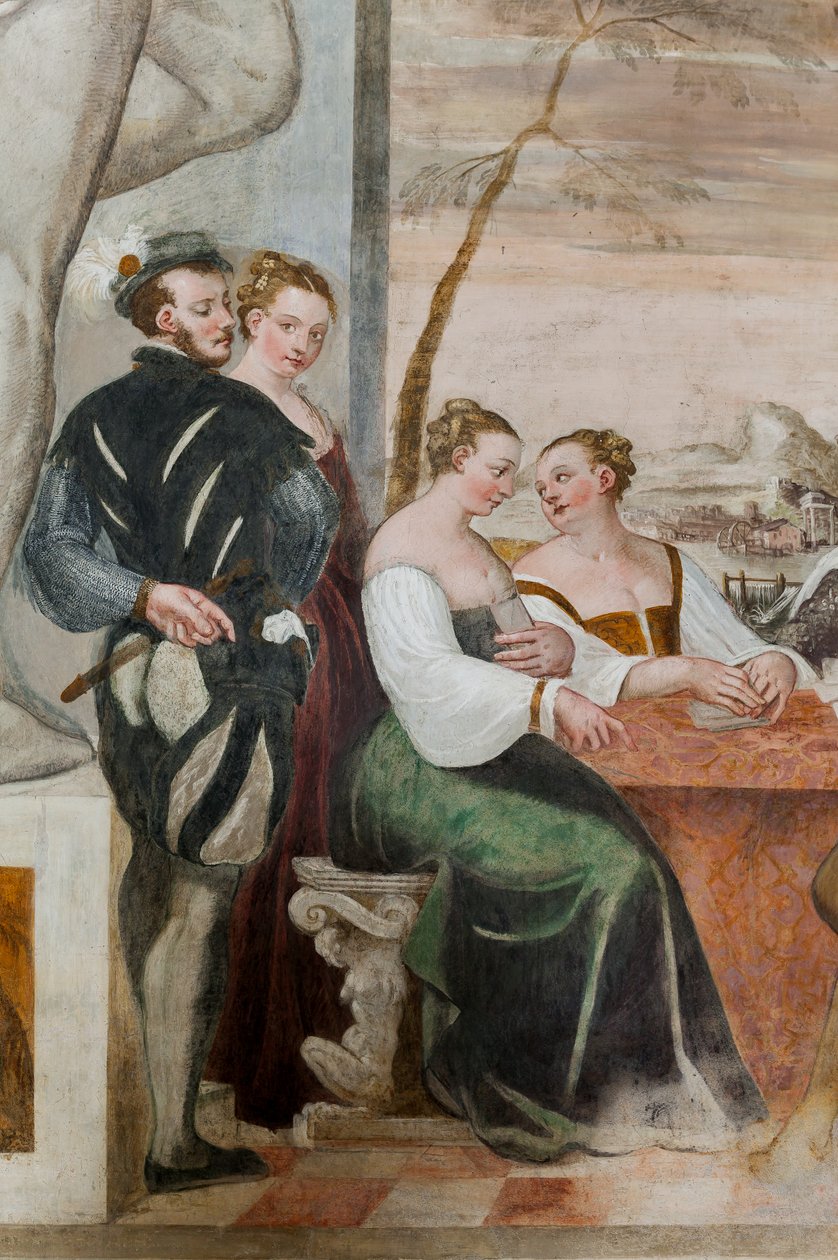 Karetní hra, Main Hall, c.1570 (freska) od Giovanni Antonio Fasolo