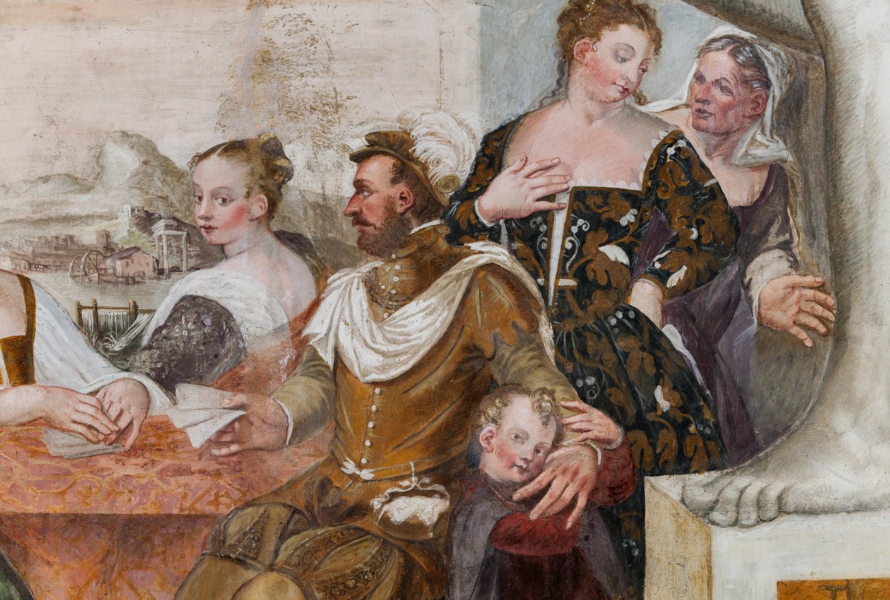 Karetní hra, Main Hall, c.1570 (freska) od Giovanni Antonio Fasolo