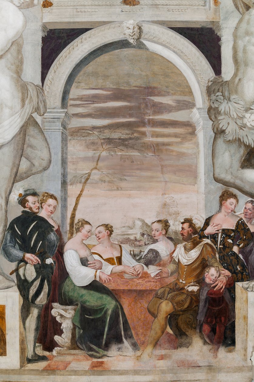 Karetní hra, Main Hall, c.1570 (freska) od Giovanni Antonio Fasolo