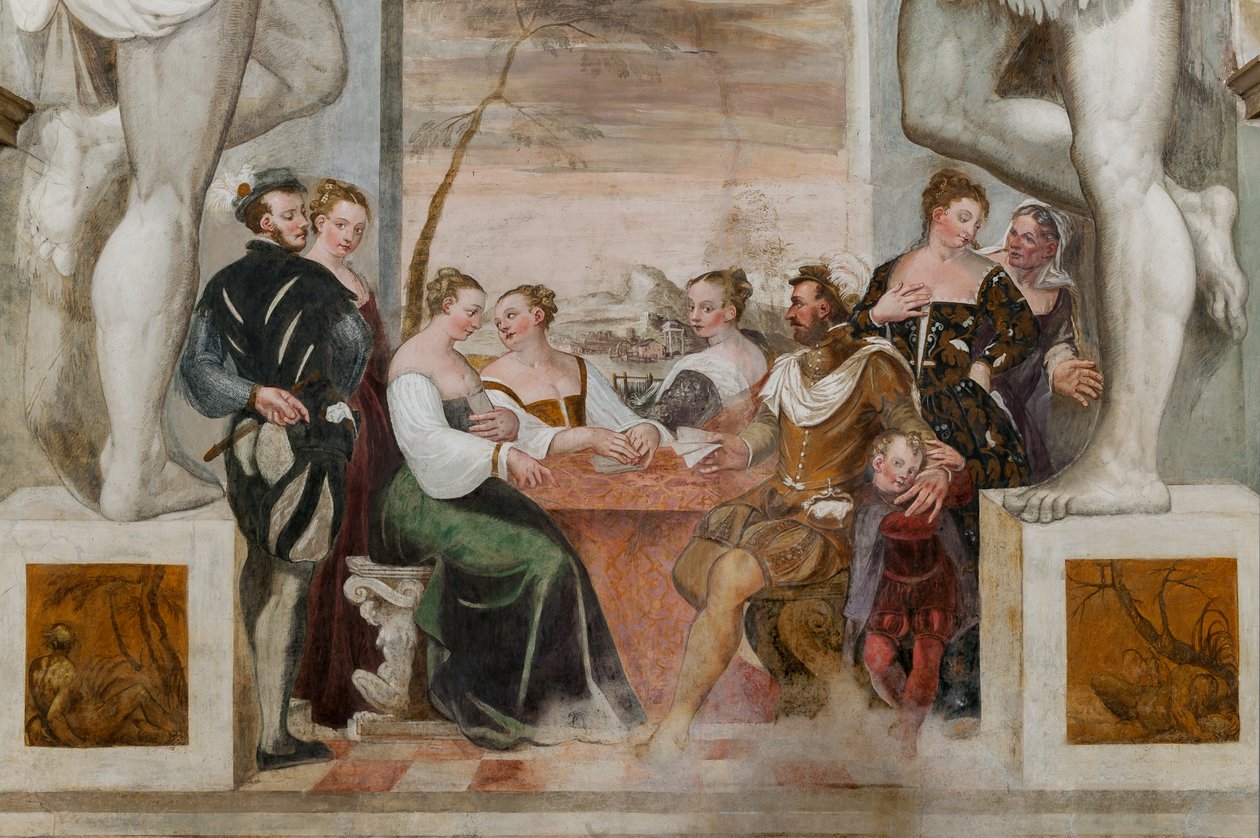 Karetní hra, Main Hall, c.1570 (freska) od Giovanni Antonio Fasolo