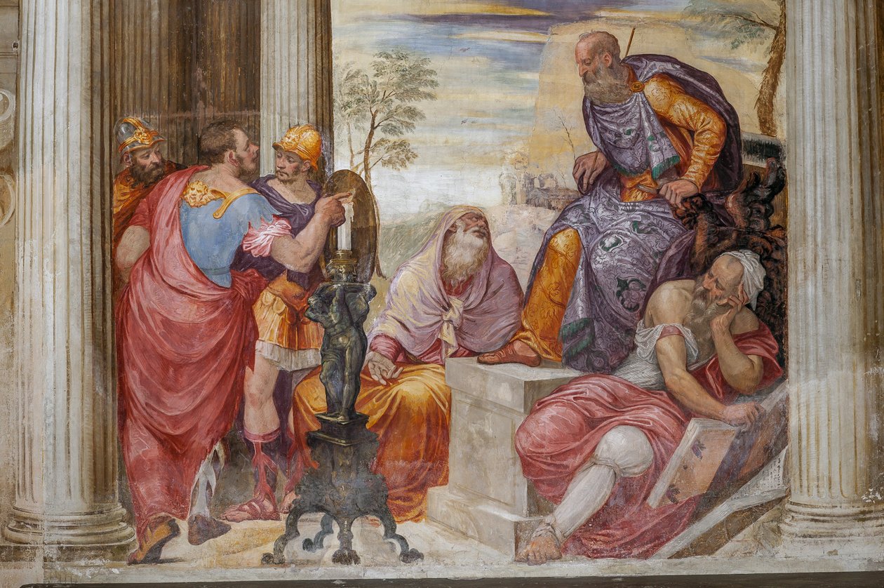 Detail Clemency of Scipio, místnost s krbem, kolem 1560-65 (freska) od Giovanni Antonio Fasolo
