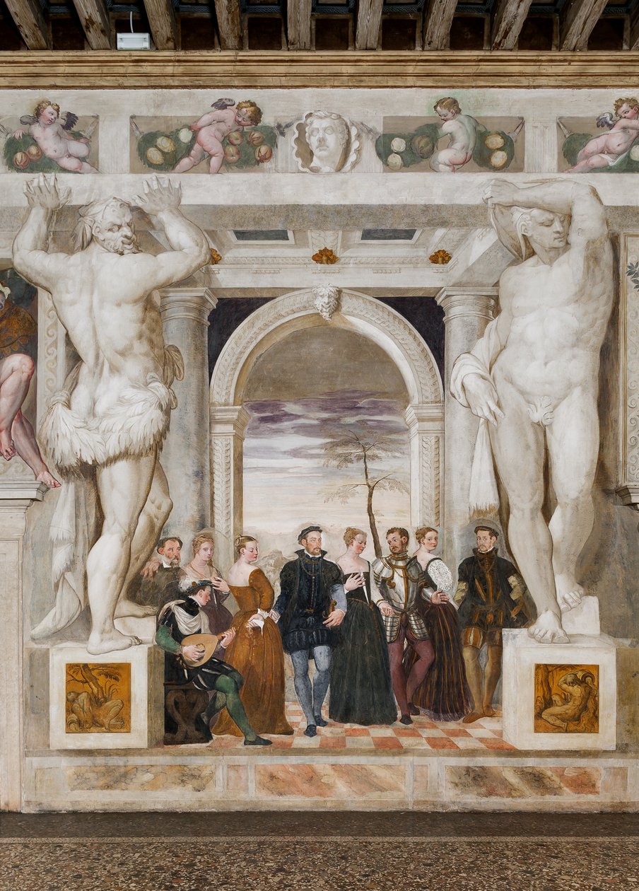 Pozvánka do tance, hlavní sál, cca 1570 (freska) od Giovanni Antonio Fasolo