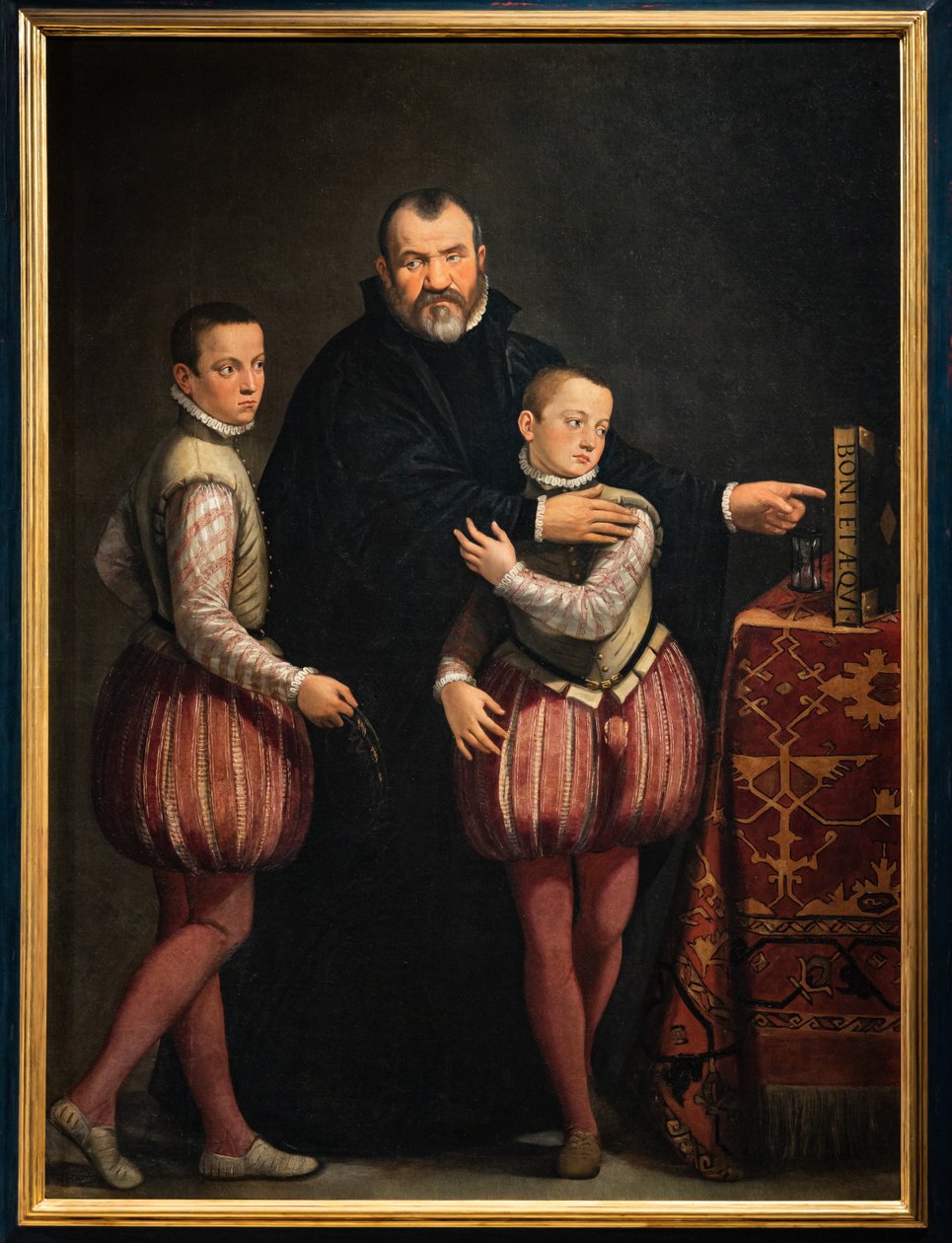 Portrét Giuseppe Gualda se svými dětmi Paolem a Emiliem od Giovanni Antonio Fasolo