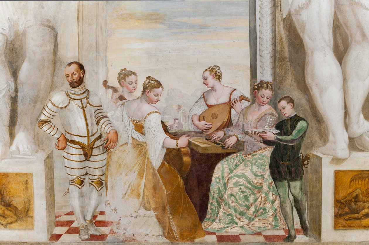 Koncert, hlavní sál, c.1570 (freska) od Giovanni Antonio Fasolo