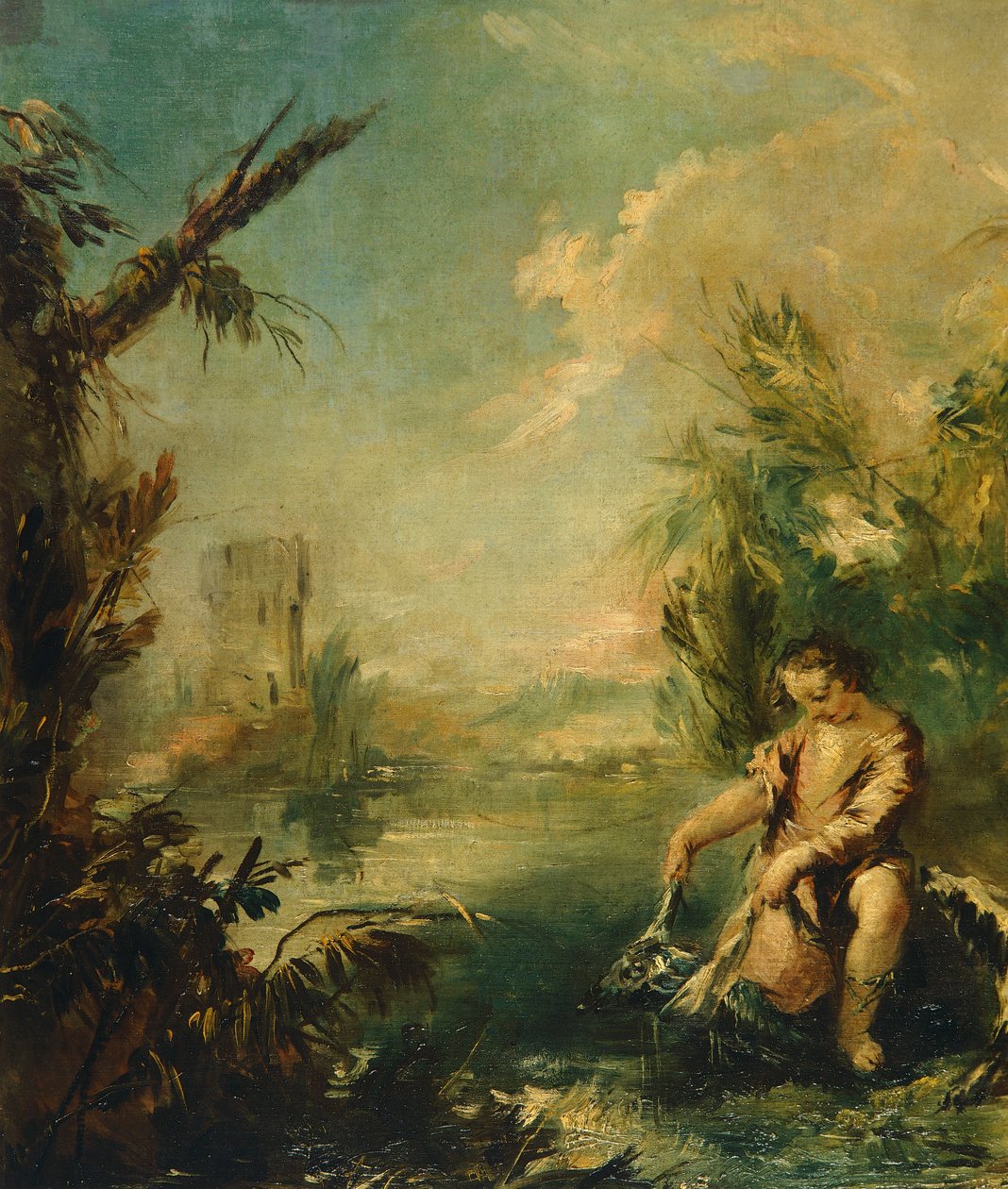 Detail Tobiáše a Ryby od Giovanni Antonio Guardi