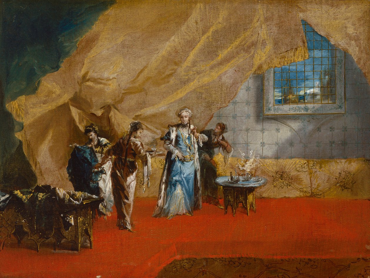 Interiér: Sultánka při kávě v harému od Giovanni Antonio Guardi