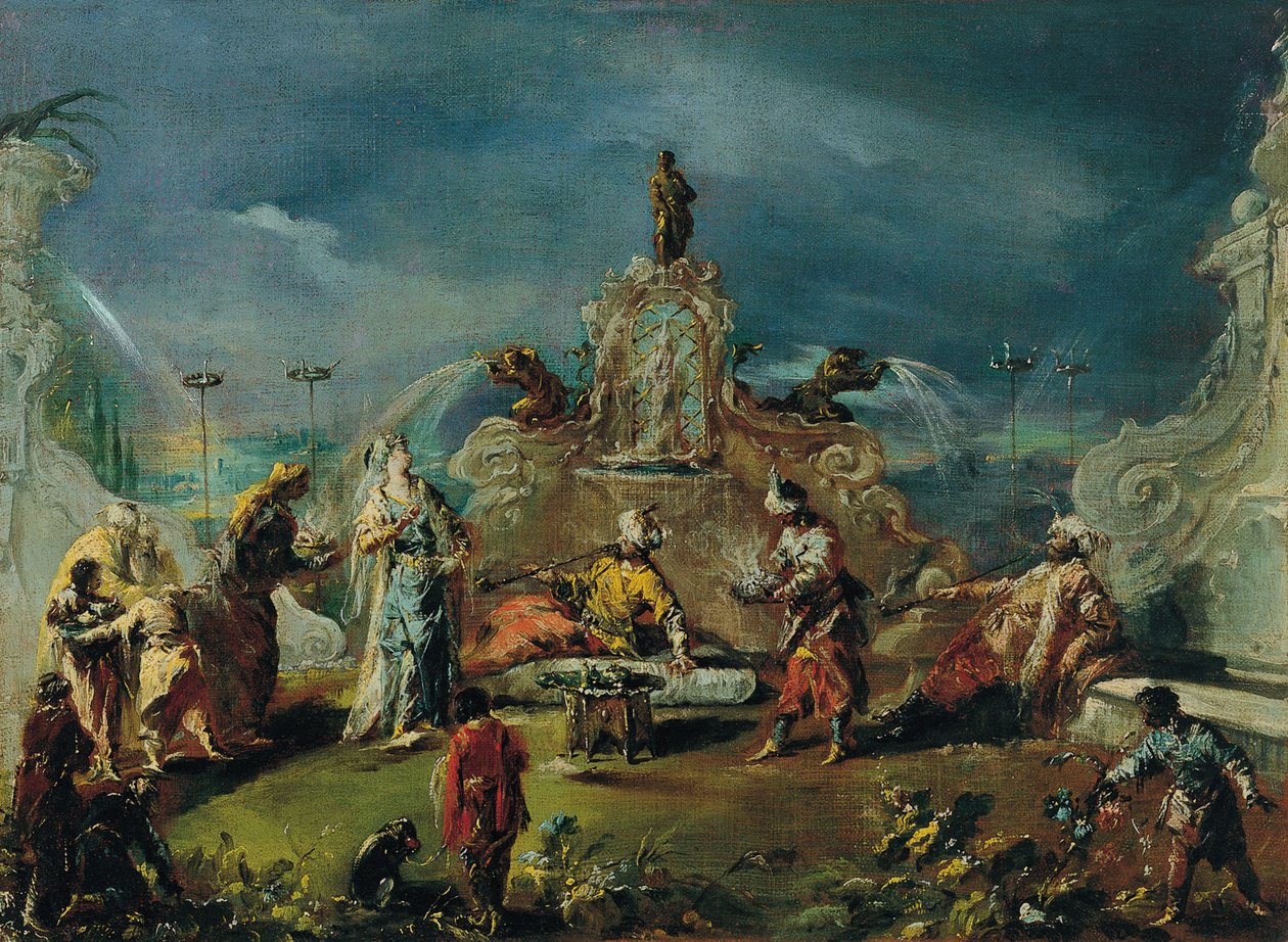 Scéna v zahradě Serraglia od Giovanni Antonio Guardi