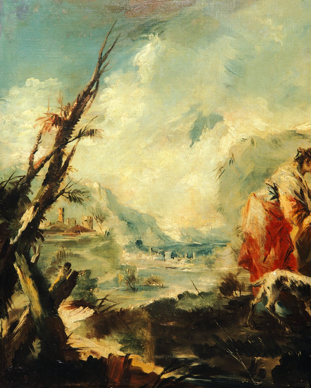 Tobiáš uzdravuje svého otce Giovanni Antonio Guardi (1699-1760), detail, Kostel Archanděla Rafaela, Benátky od Giovanni Antonio Guardi