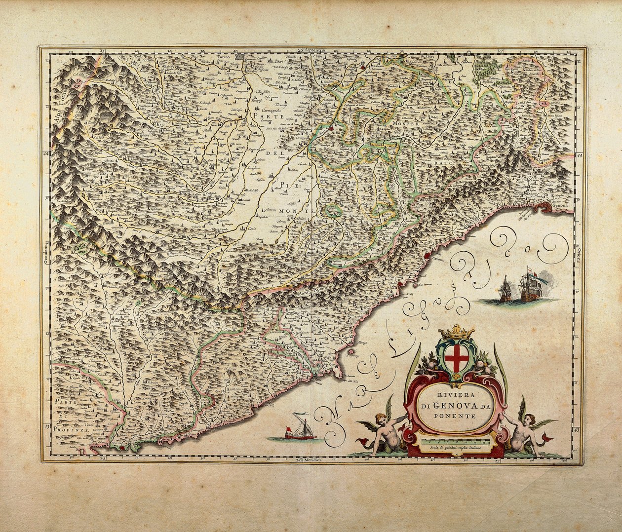 Mapa regionu západní Ligurie od Giovanniho Antonia Maginiho od Giovanni Antonio Magini