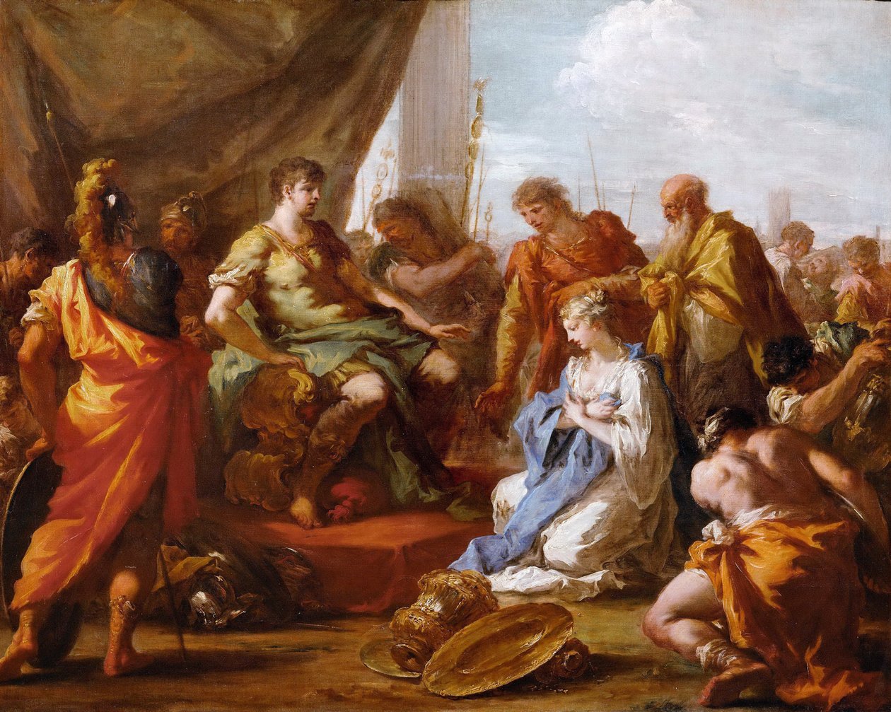 Baroko: Zdrženlivost (Clemency) Scipia (Publius Cornelius Scipio Africanus, circa 235-183 př.nl) (Punská válka) - Continence of Scipio Pellegrini, Giovanni Antonio (1675-1741), ca. 1718-1719. olej na plátně od Giovanni Antonio Pellegrini