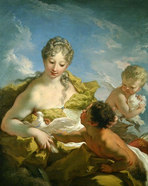 Venuše a Amor (olej na plátně) od Giovanni Antonio Pellegrini