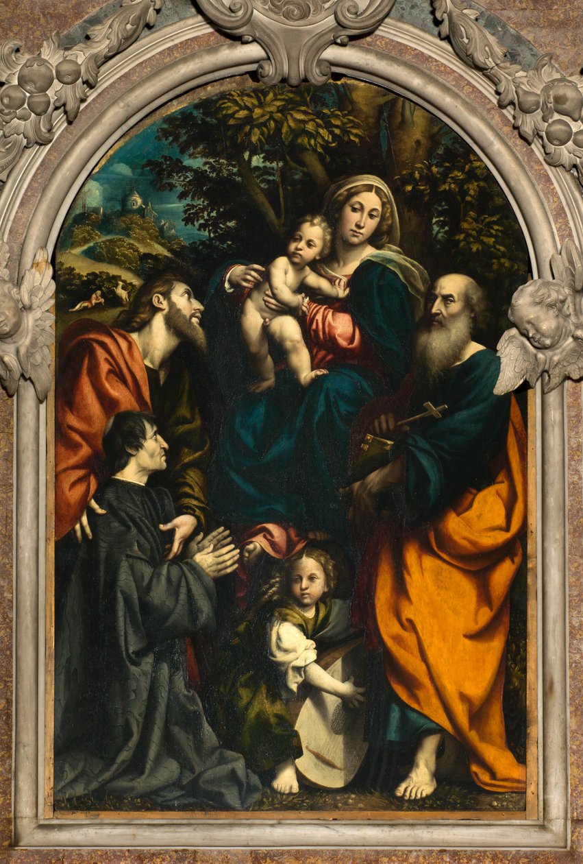 Oltář svaté Kateřiny, Madony s dítětem mezi svatými Filipem a Jakubem a dárcem Giacomem Schizzim od Giovanni Antonio Pordenone