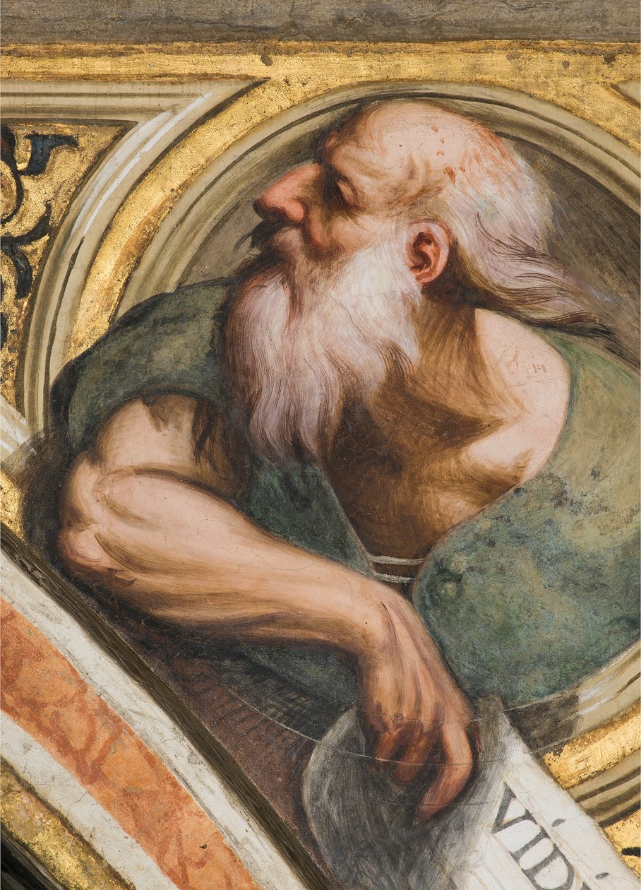 Central Nave, Plume Third Span South, IL Pordenone 1520, Busta s Prorokem, Detail od Giovanni Antonio Pordenone