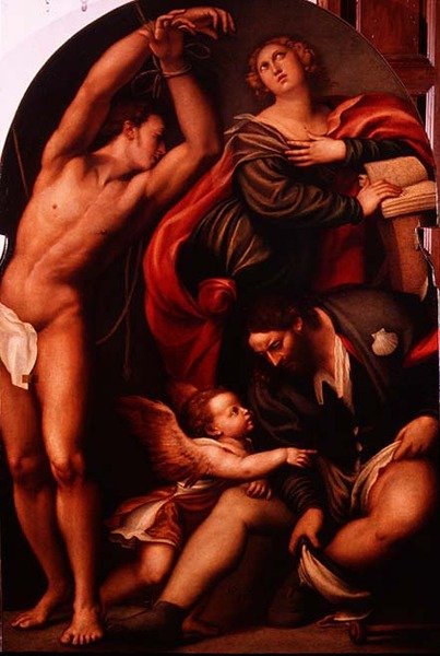 Svatá Kateřina, svatý Šebestián a svatý Roch od Giovanni Antonio Pordenone