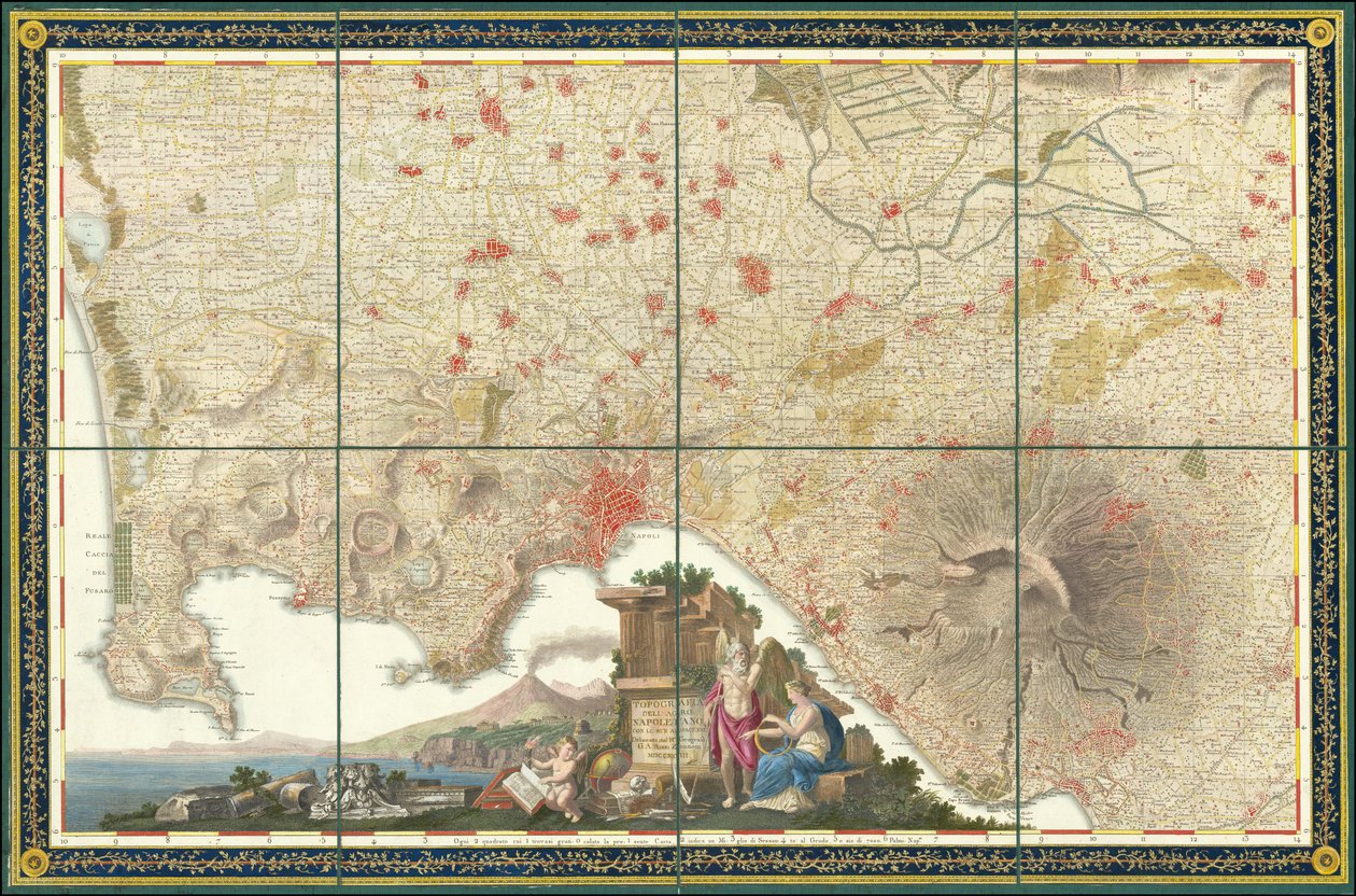 Mapa okolí Neapole z roku 1793 od Giovanni Antonio Rizzi Zannoni