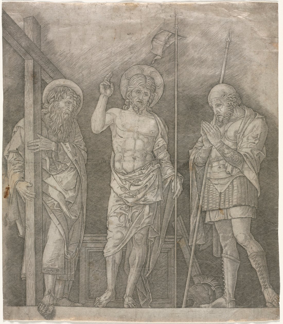 Vzkříšený Kristus mezi svatým Ondřejem a Longinem od Giovanni Antonio da Brescia