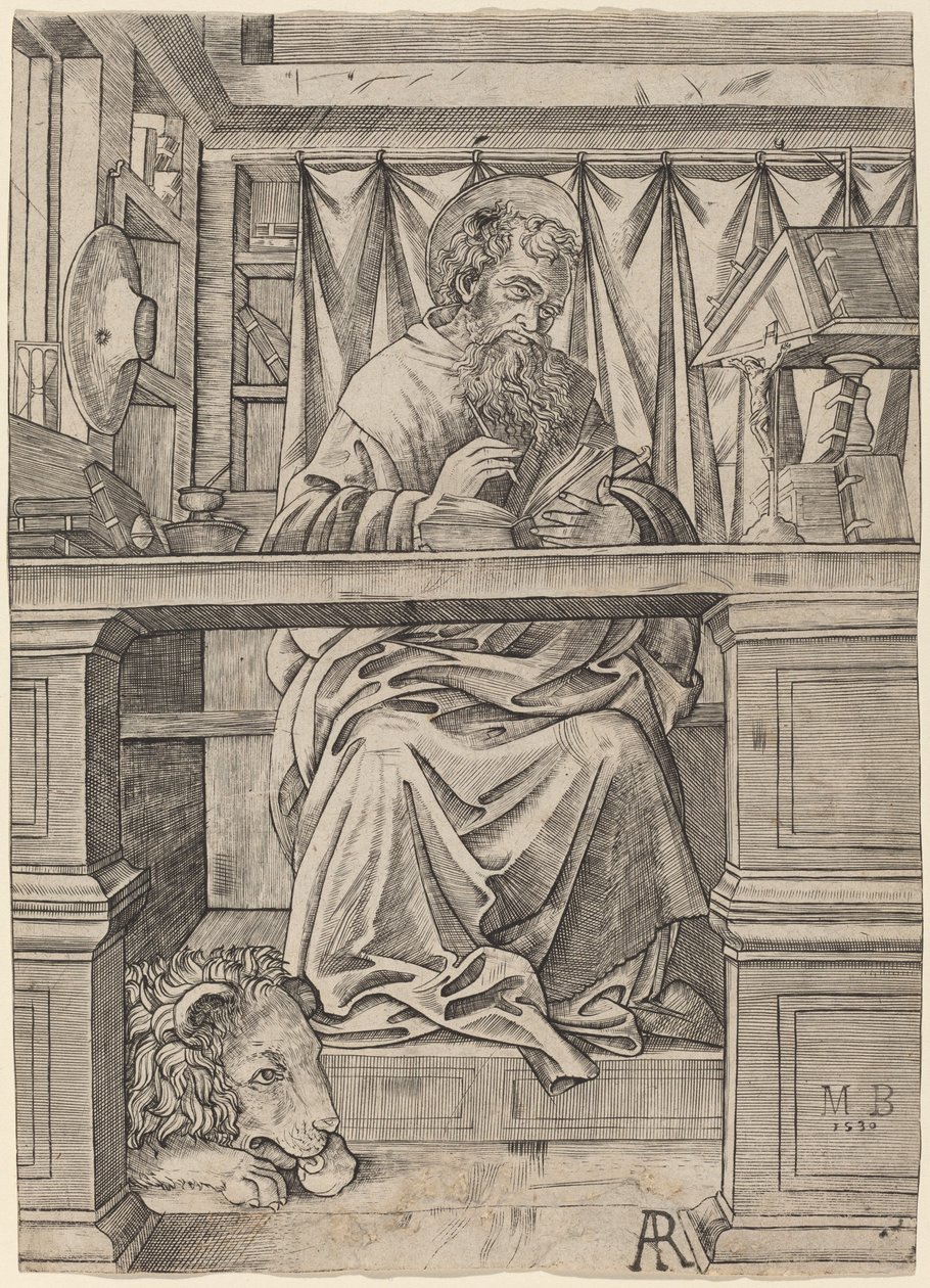 Svatý Jeroným ve své pracovně od Giovanni Antonio da Brescia
