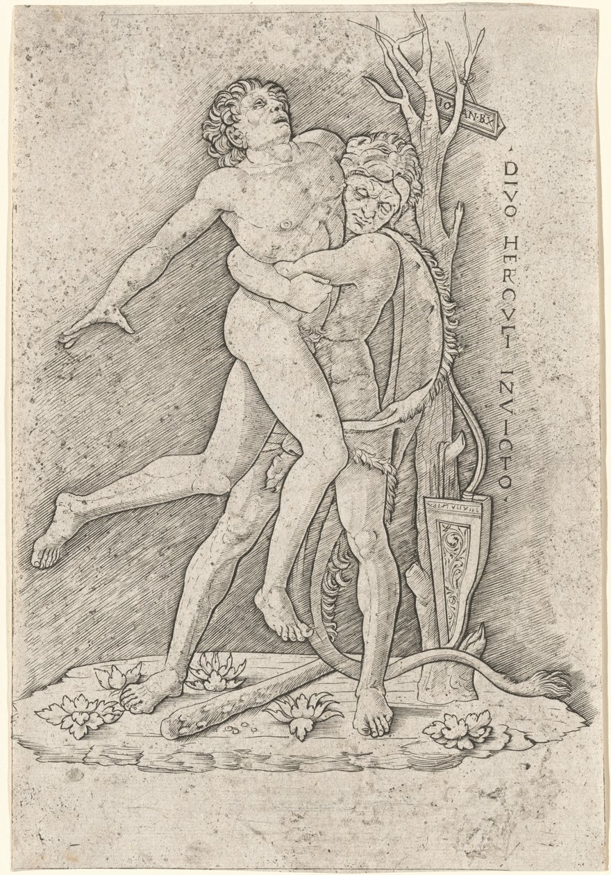 Herkules a Antaeus od Giovanni Antonio da Brescia, after Andrea Mantegna