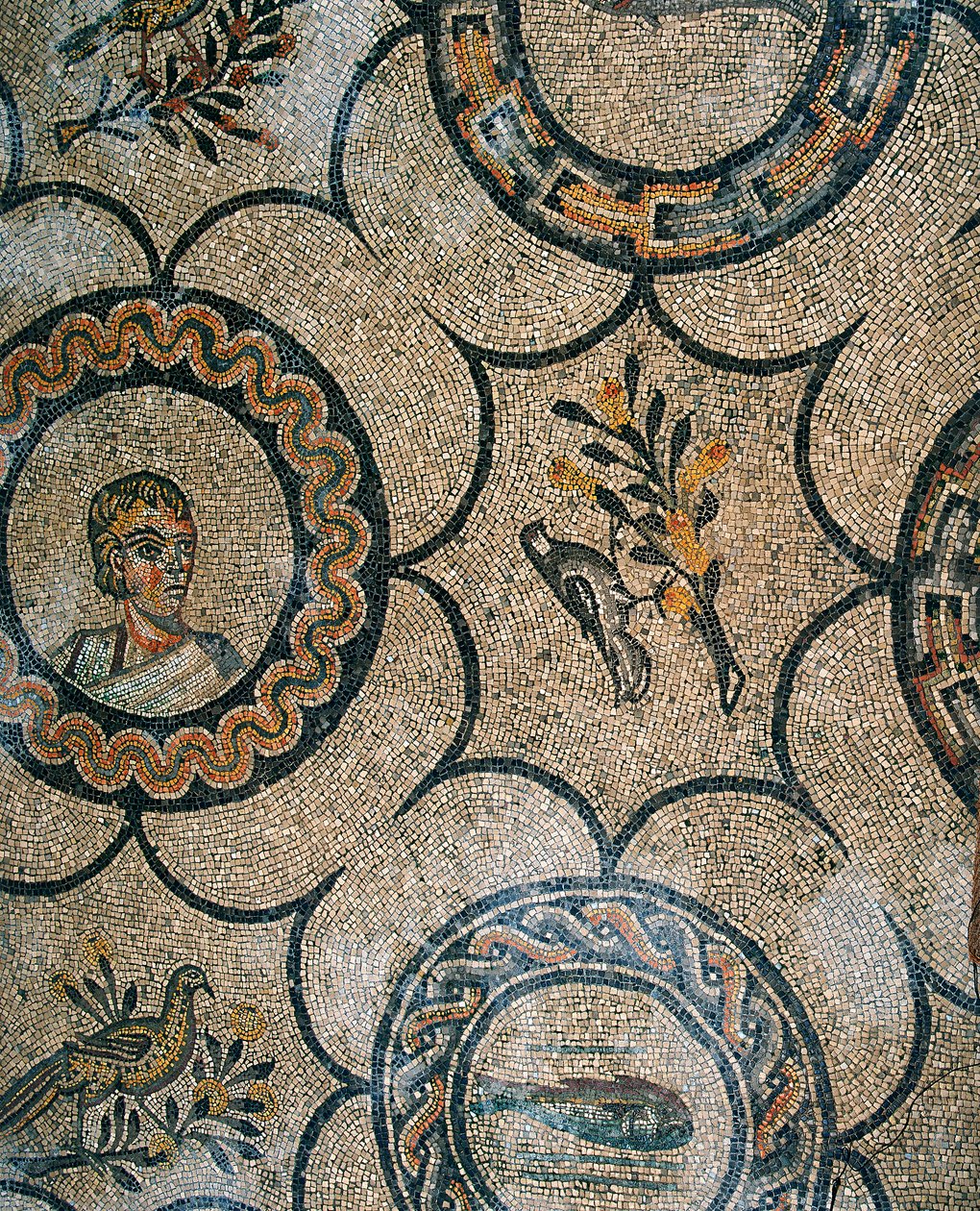 Detail podlahy raně křesťanské baziliky Aquileia, Udine od Phillipe de Marlier