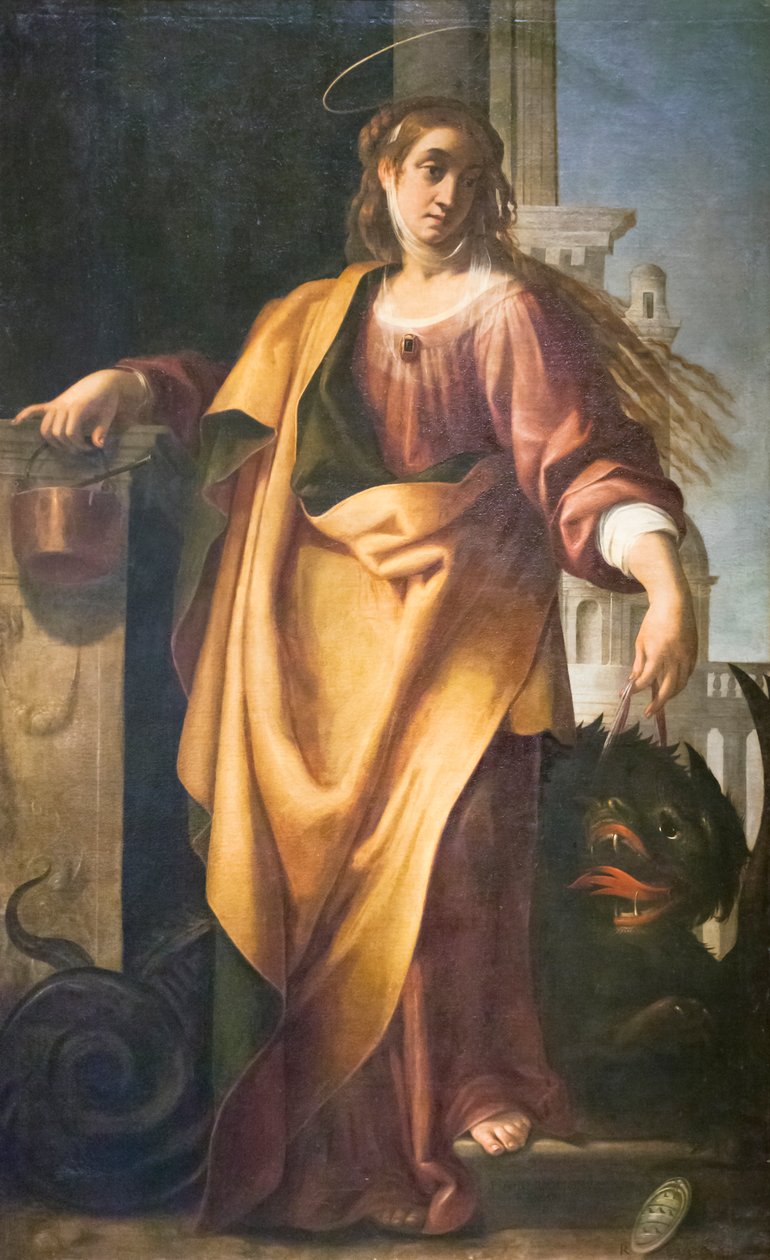 Svatá Marta a zkrocený drak (olej na desce) od Giovanni Baglione