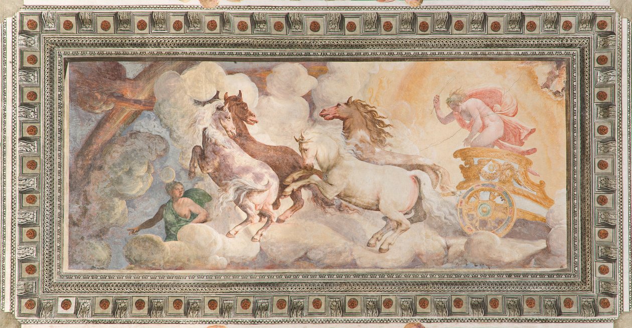 The Chariot of the Sun řízený Apollem, Apollo Loggia, c.1560 (freska) od Giovanni Battista and Cambiaso Luca Castello