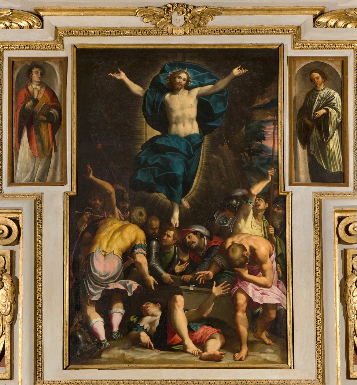 Kaple Panny Marie lidu, druhé rozpětí jižní strana, Giovan Battista Trotti zvaný Malosso, Vzkříšení 1594 od Giovanni Battista Trotti