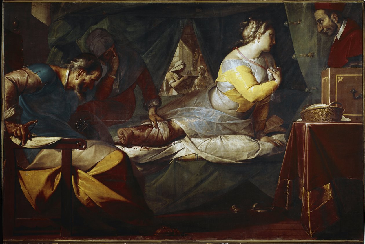 Quadroni de san Carlo: epizoda ze života svatého Karla Boromejského (1538-1584): zázrak Aurelia degli Angeli (Quadroni of St Charles: život a zázraky svatého Karla Boromejského: zázrak Aurelia degli Angeli) Malba Cerana (Giovan Baptista Cr od Giovanni Battista  Crespi