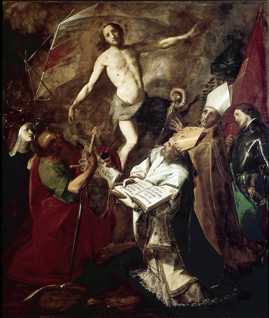 Vzkříšení se svatými (olej na plátně od Giovanni Battista  Crespi