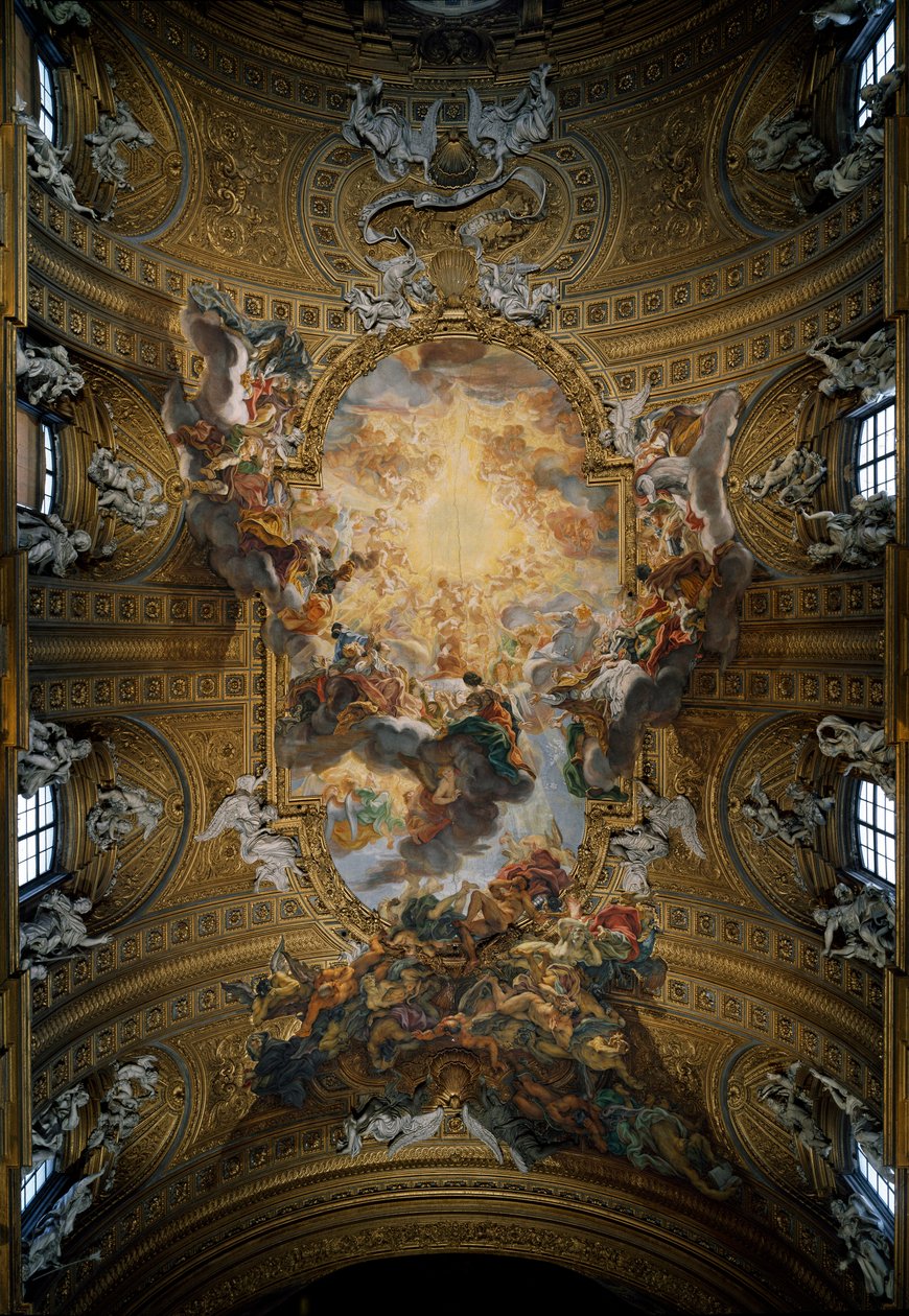 Triumf svatého jména Ježíše Freska hlavní lodi od Giovana Battisty Gaulli Baciccia (1639-1709) Řím, Chiesa del Gesu (kostel Gesu nebo kostel svatého jména Ježíš) Itálie od Giovanni Battista  Gaulli