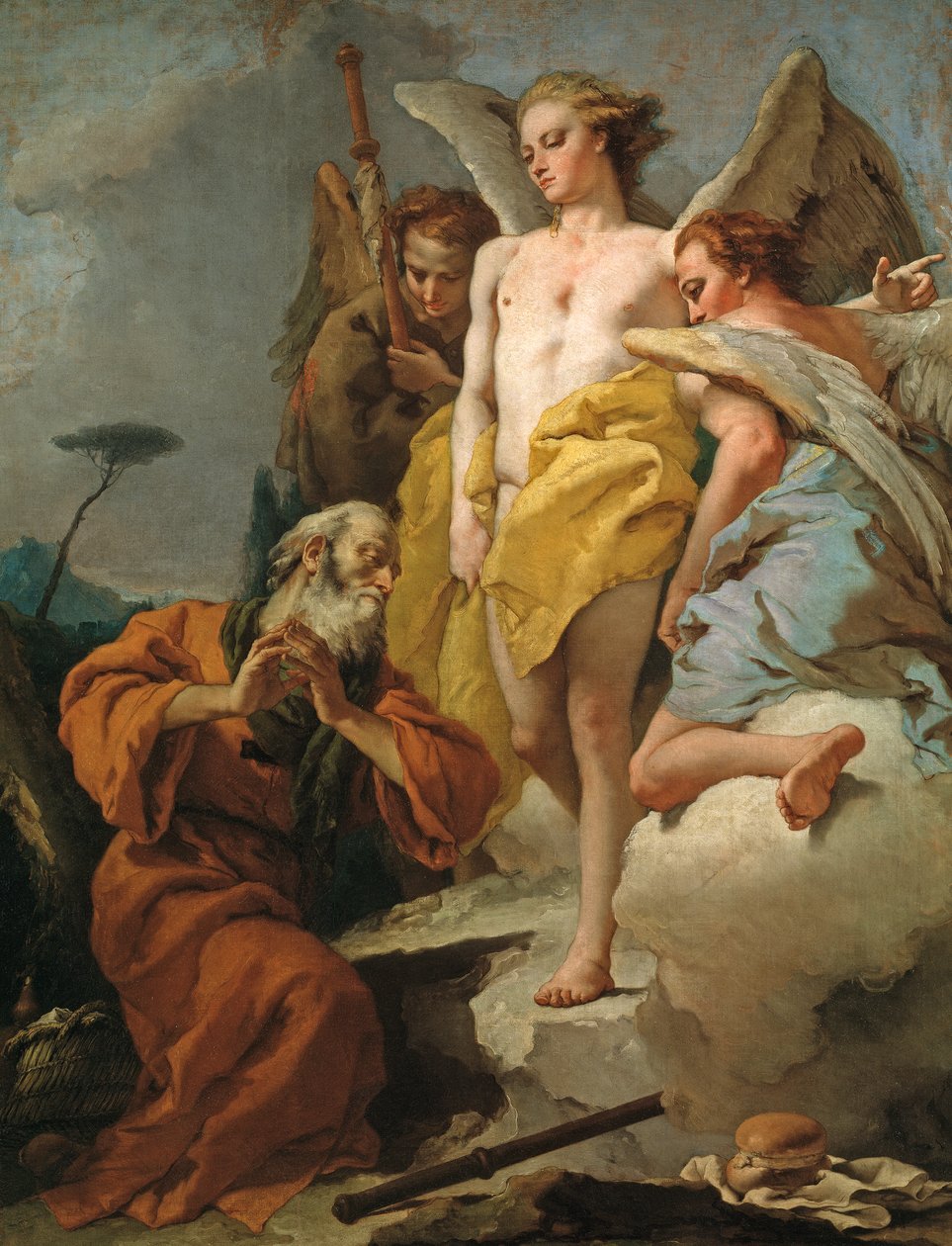 Abraham a tři andělé, kolem roku 1770 (olej na plátně) od Giovanni Battista Tiepolo