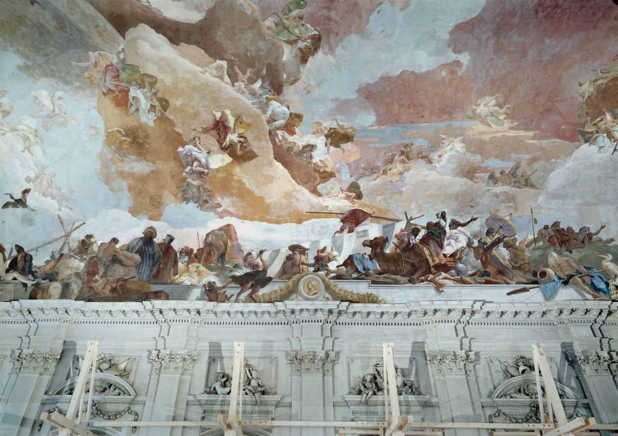 Afrika, detail nástropní fresky ... (freska) od Giovanni Battista (1696 1770) Tiepolo
