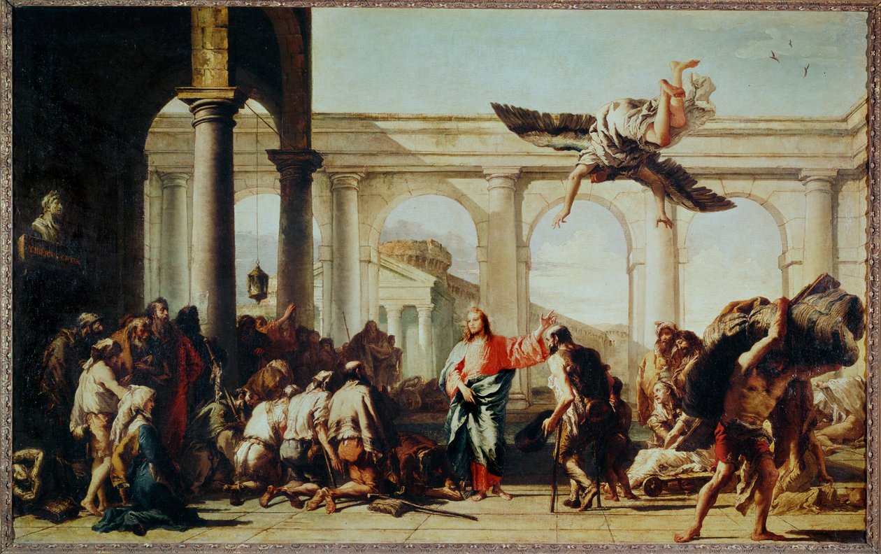 Kristus uzdraví ochrnutého... od Giovanni Battista (1696-1770) Tiepolo