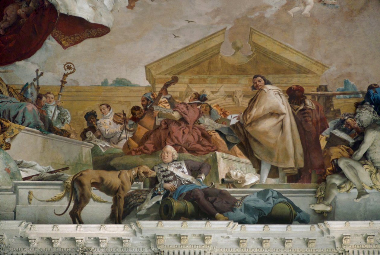 Evropa, detail stropní fresky schodiště, biskupská rezidence ve Wuerzburgu. ... (freska) od Giovanni Battista (1696 1770) Tiepolo