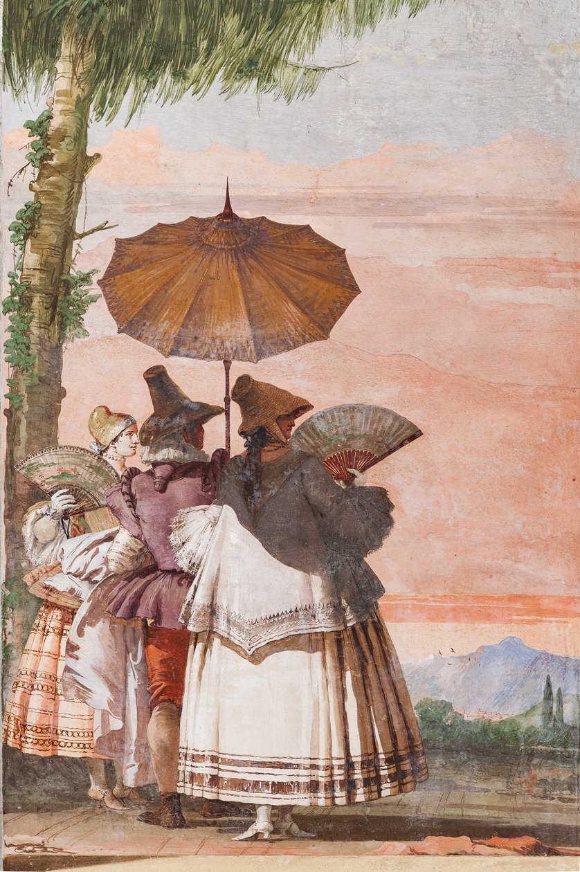 Ubytování pro hosty, Pokoj falešných gotických architektur: "Letní procházka" od Giovanni Battista Tiepolo