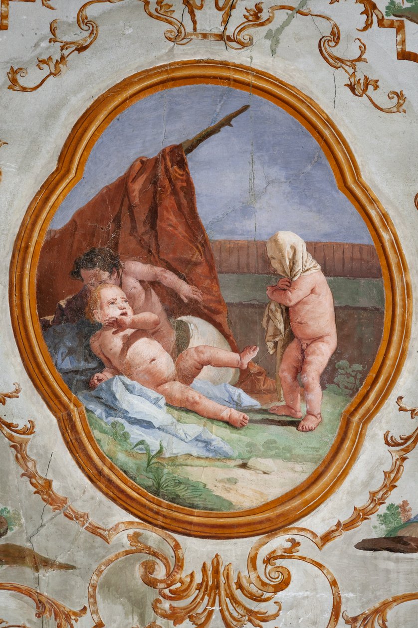 Guest Lodgings, The Room of the Putti, medailon s putti: "The Disguise" od Giovanni Battista Tiepolo