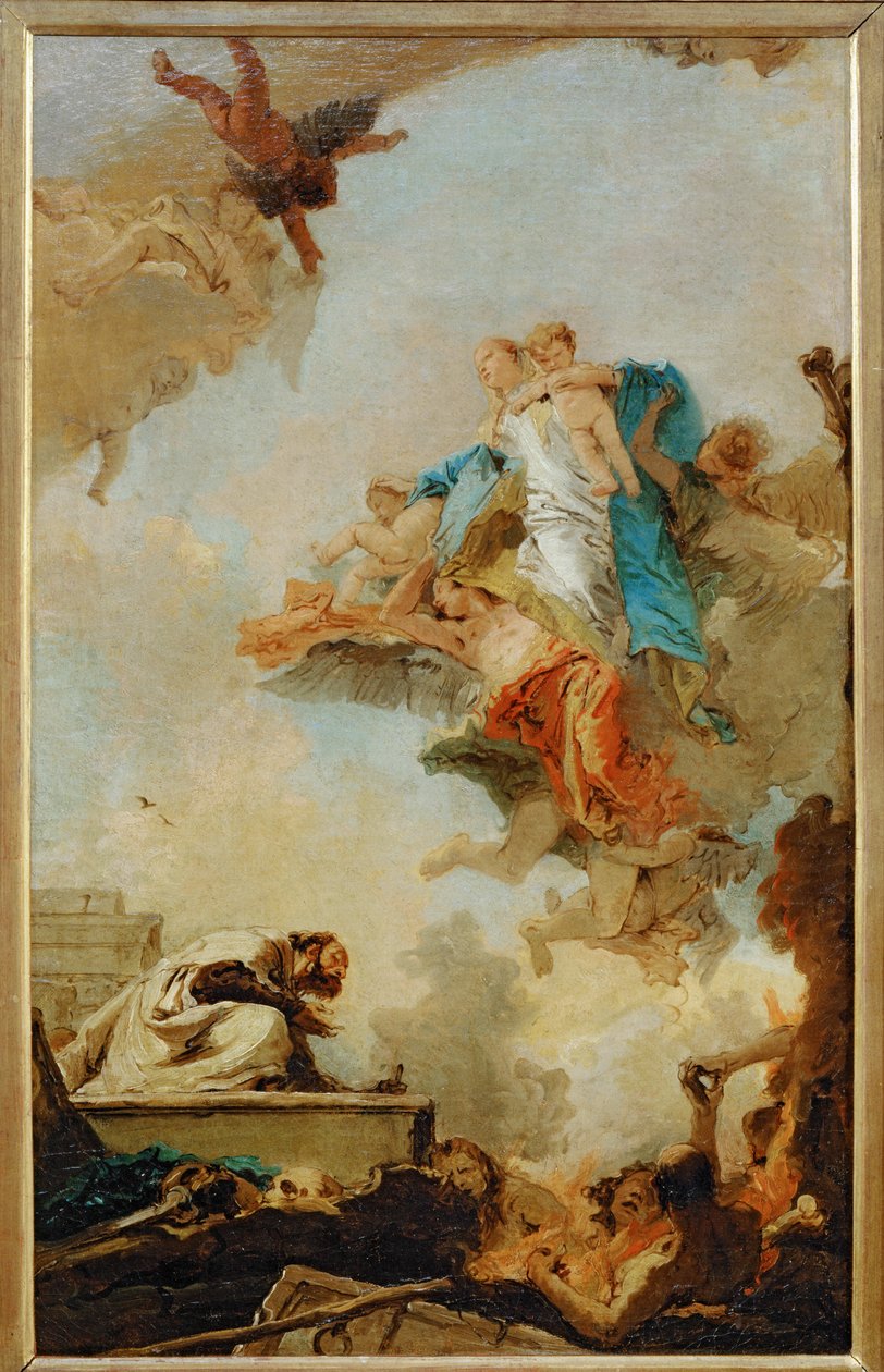 Panna Karmelská zjevující se svatému Simeonovi Stock... od Giovanni Battista (1696 1770) Tiepolo