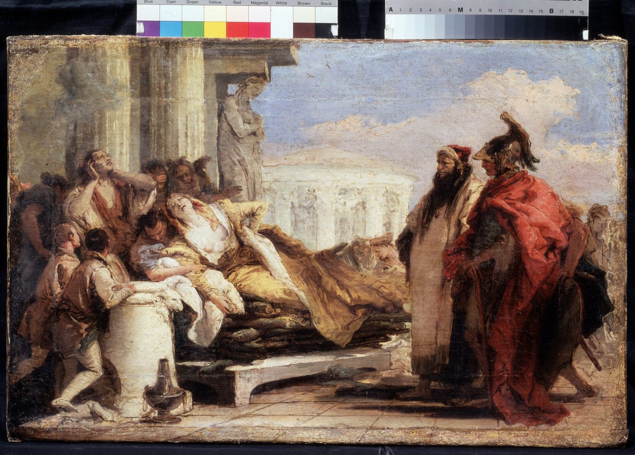 Smrt Dido (The death of Dido). Obraz Giambattisty Tiepola (1696-1770). Olej na plátně, 40 x 63 cm od Giovanni Battista Tiepolo