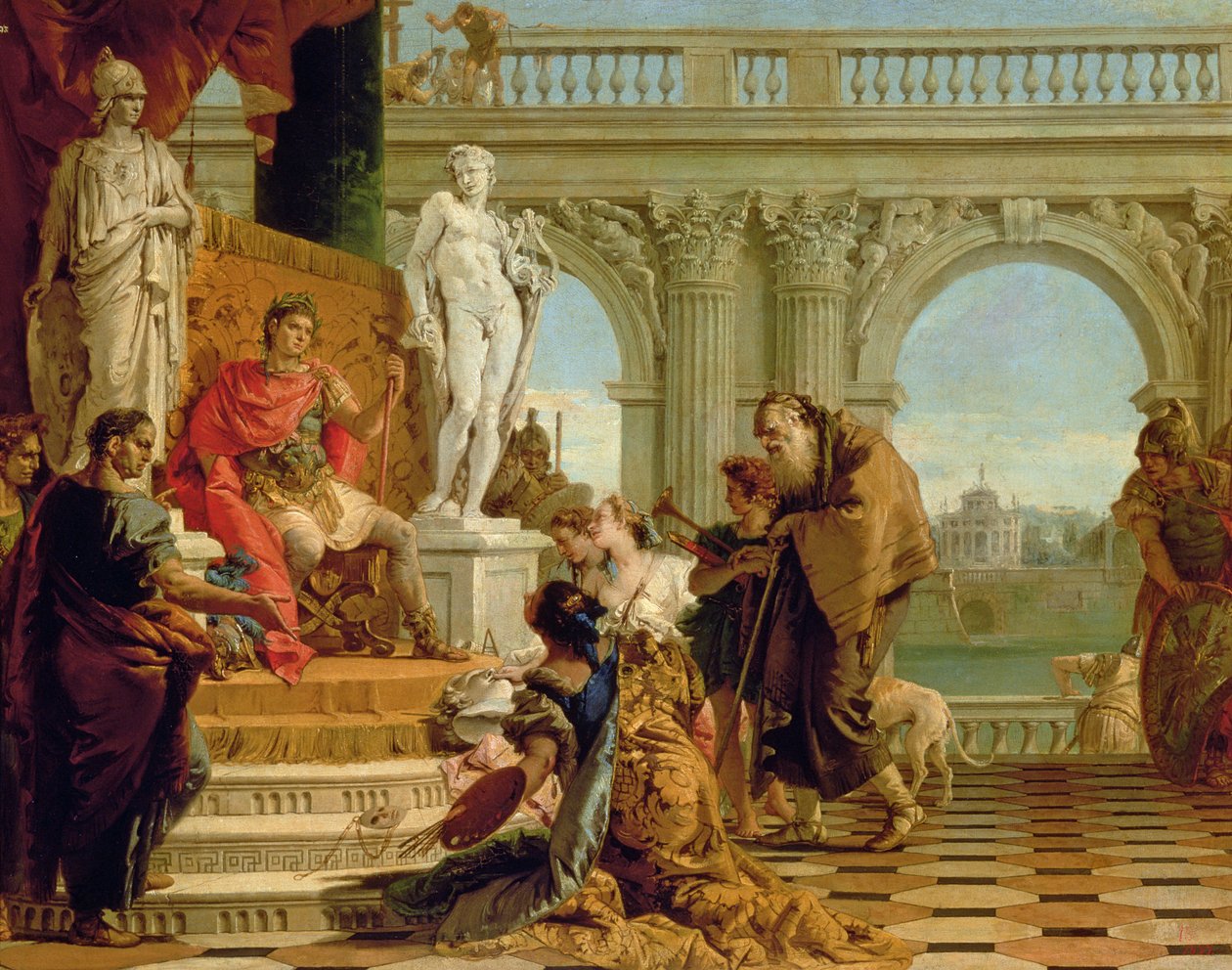 Maecenas představuje svobodná umění císaři Augustovi (63 př. n. l.-14 n. l.) kolem roku 1745 (olej na plátně) od Giovanni Battista Tiepolo