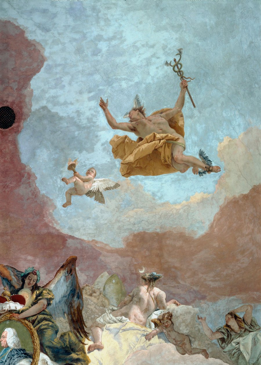 Merkur, posel bohů ... (freska) od Giovanni Battista (1696 1770) Tiepolo