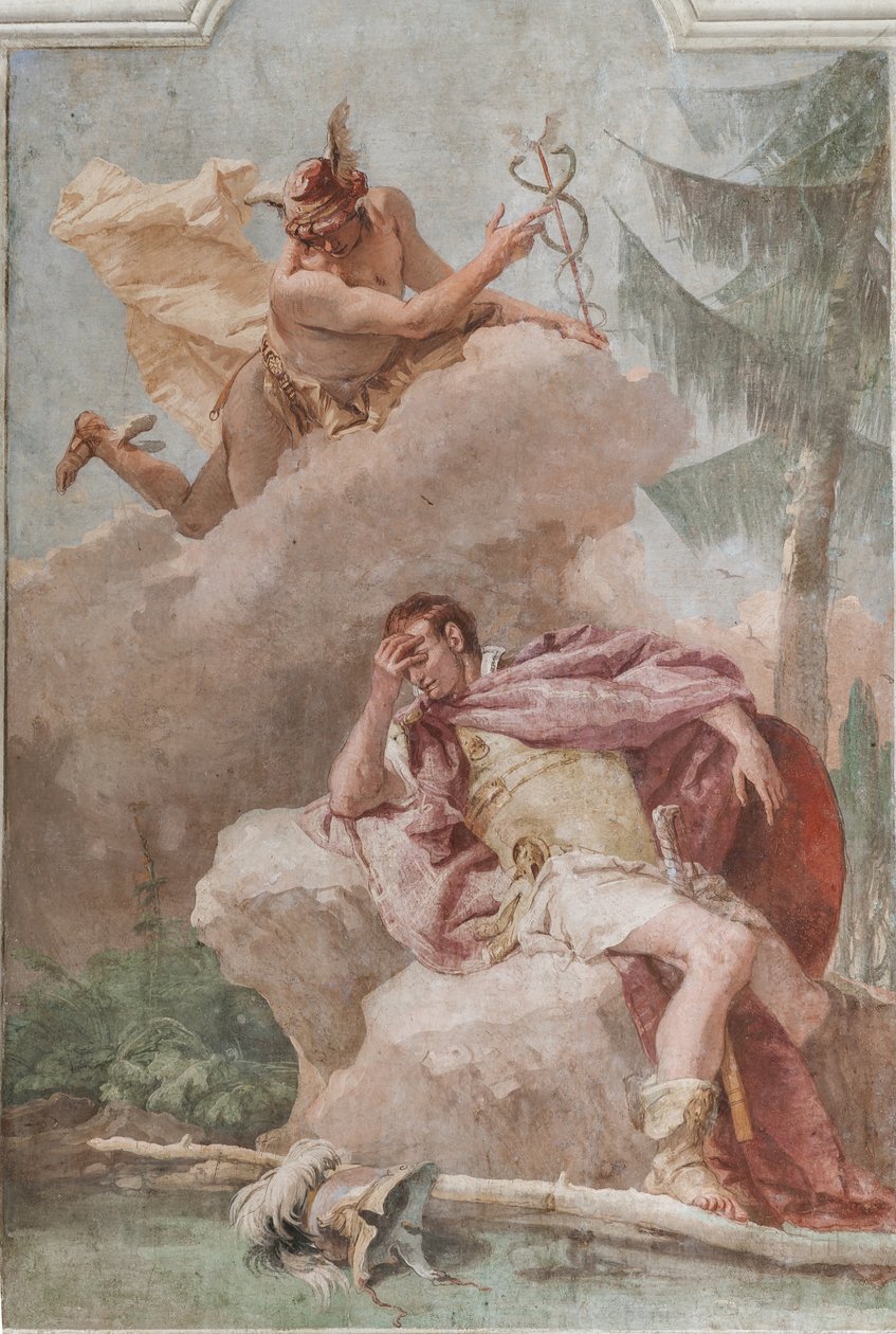 Palazzina (Malá budova), třetí místnost nebo místnost Aeneid: „Aeneas sní o Merkurovi, který mu nařídí odejít“ od Giovanni Battista Tiepolo